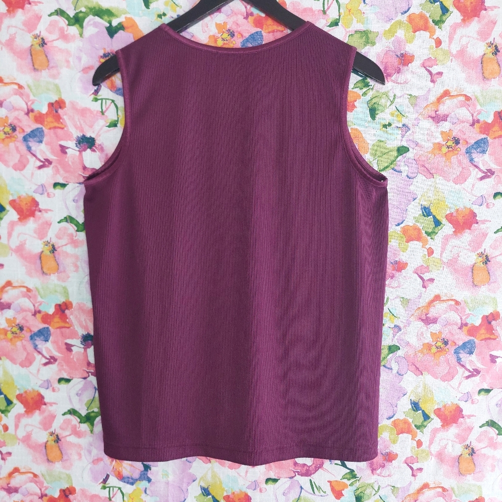 Pennington's Maroon Wine Ribbed Knit Tank Top - 1X - Picture 2 of 5
